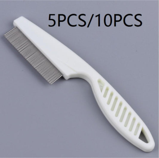 Long Handle Stainless Steel Flea Comb for Dogs & Cats – 10-Pack