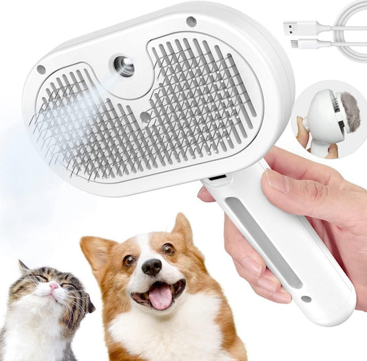 Pet Steam Brush with Water Spray Comb for Dogs & Cats