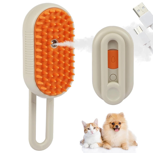 4-in-1 Electric Pet Steam Mist Grooming Brush for Dogs & Cats